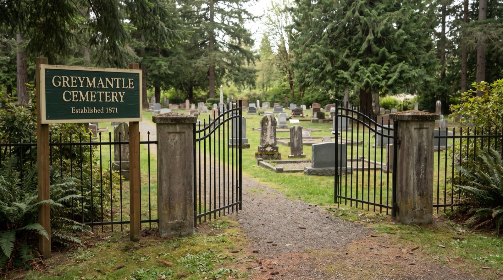 The gates of Greymantle Cemetery