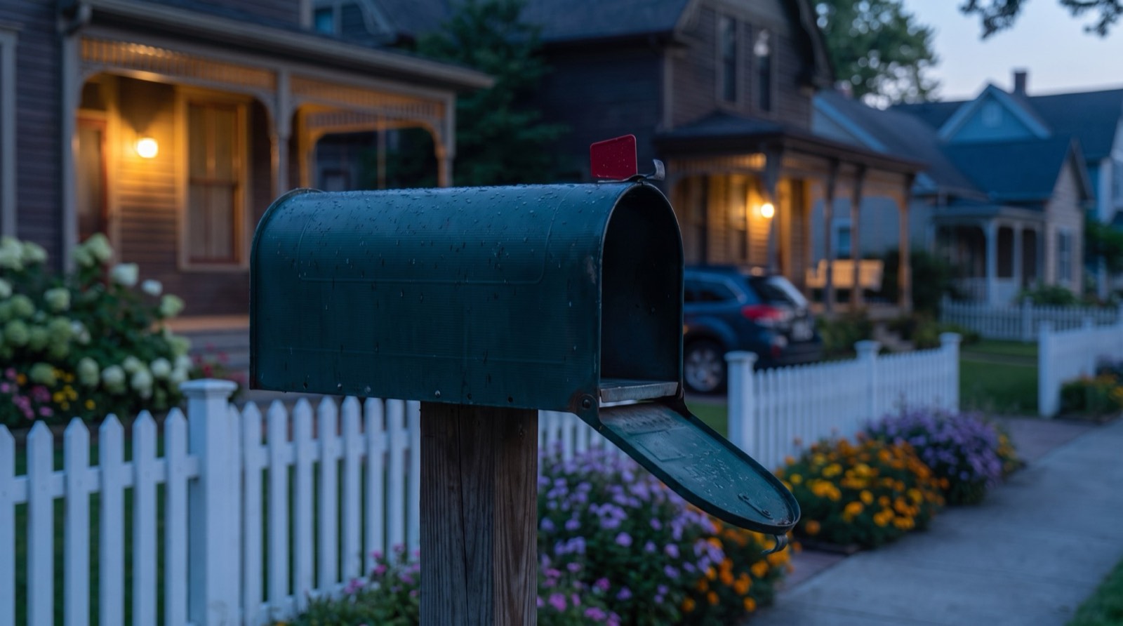 A mailbox in front of an Old Town house
